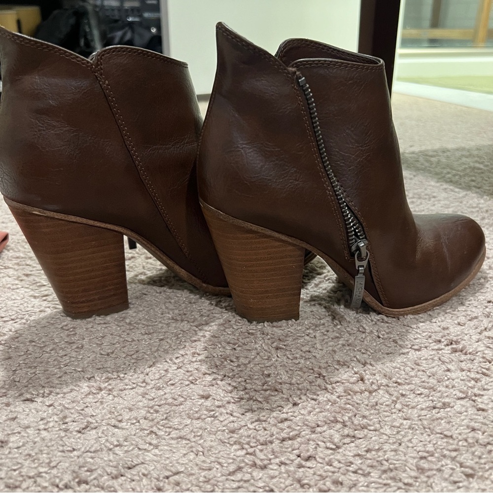 Brown leather booties